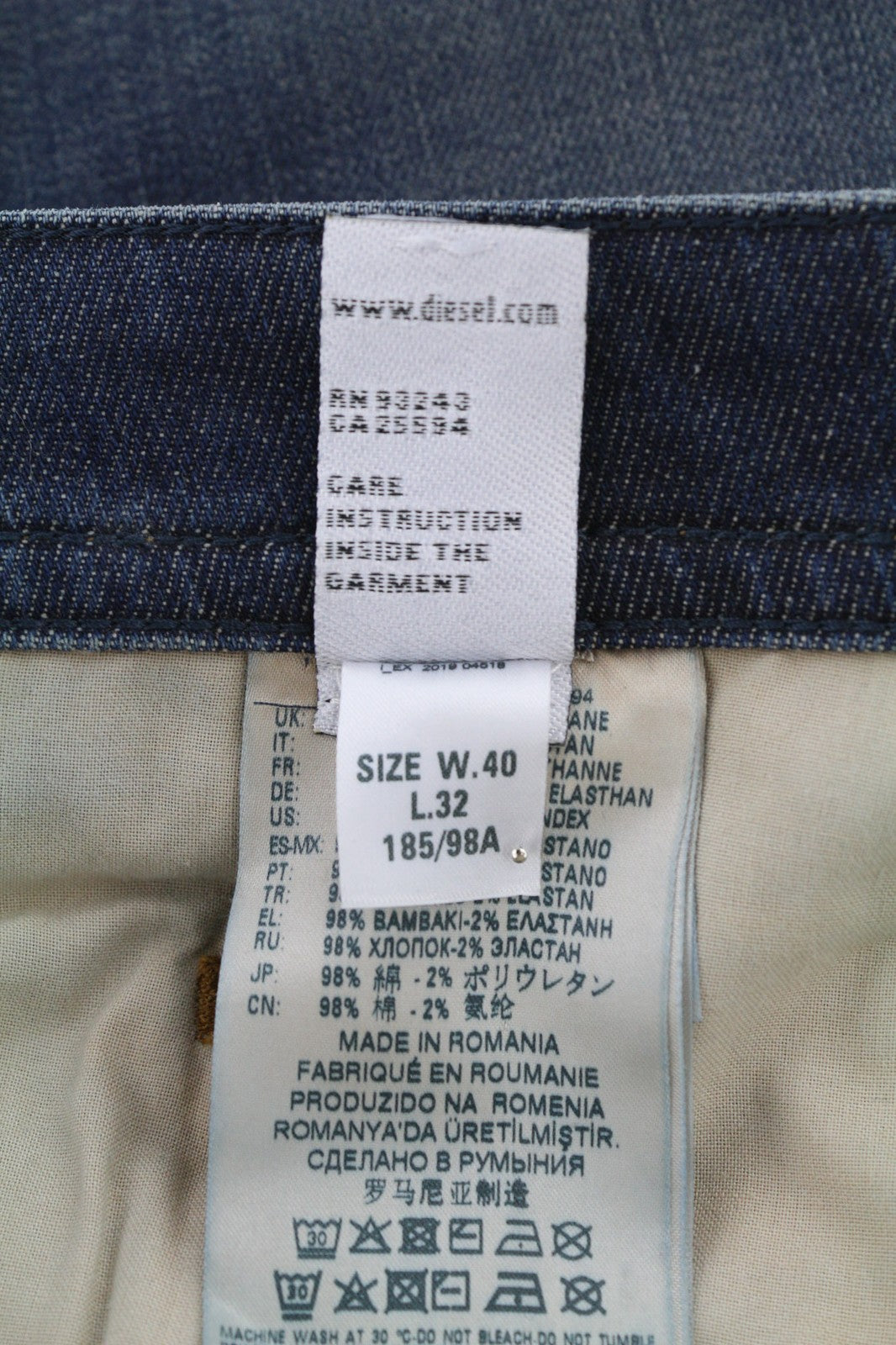 DIESEL Buster 084ZU vyriški džinsai W40/L32 Washed Regular Slim Tapered Stretch 