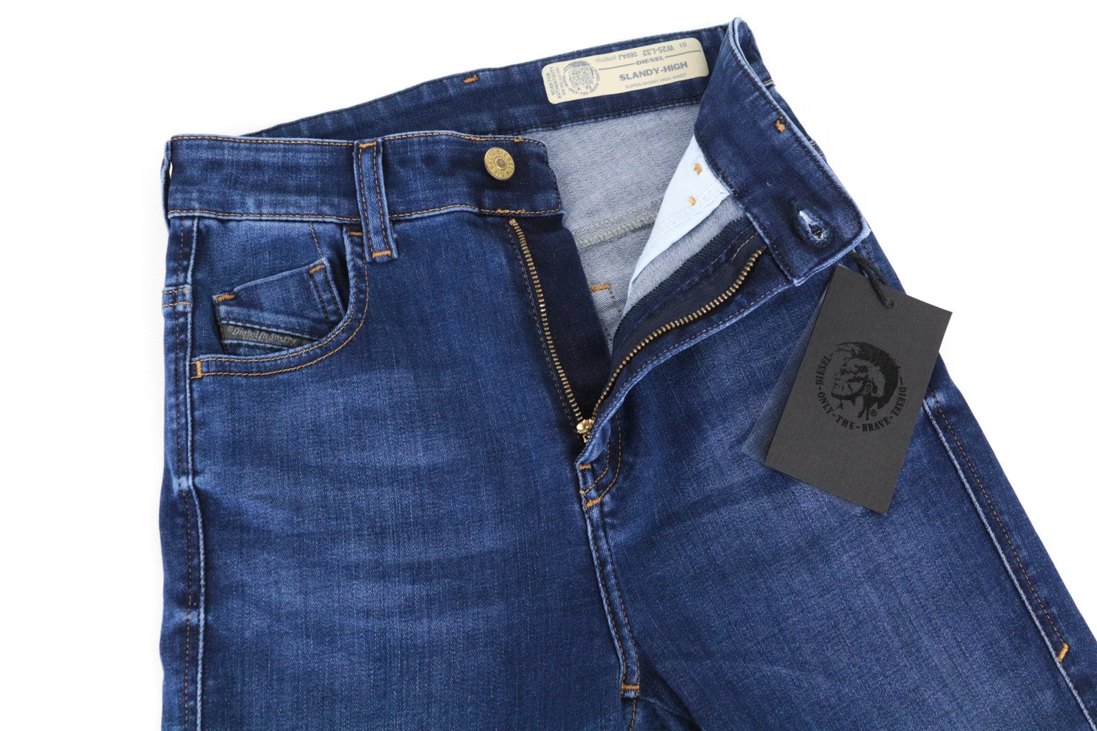 DIESEL Slandy-High 089AJ W25/L32 Women Jeans Blue Super Stretch Super Skinny