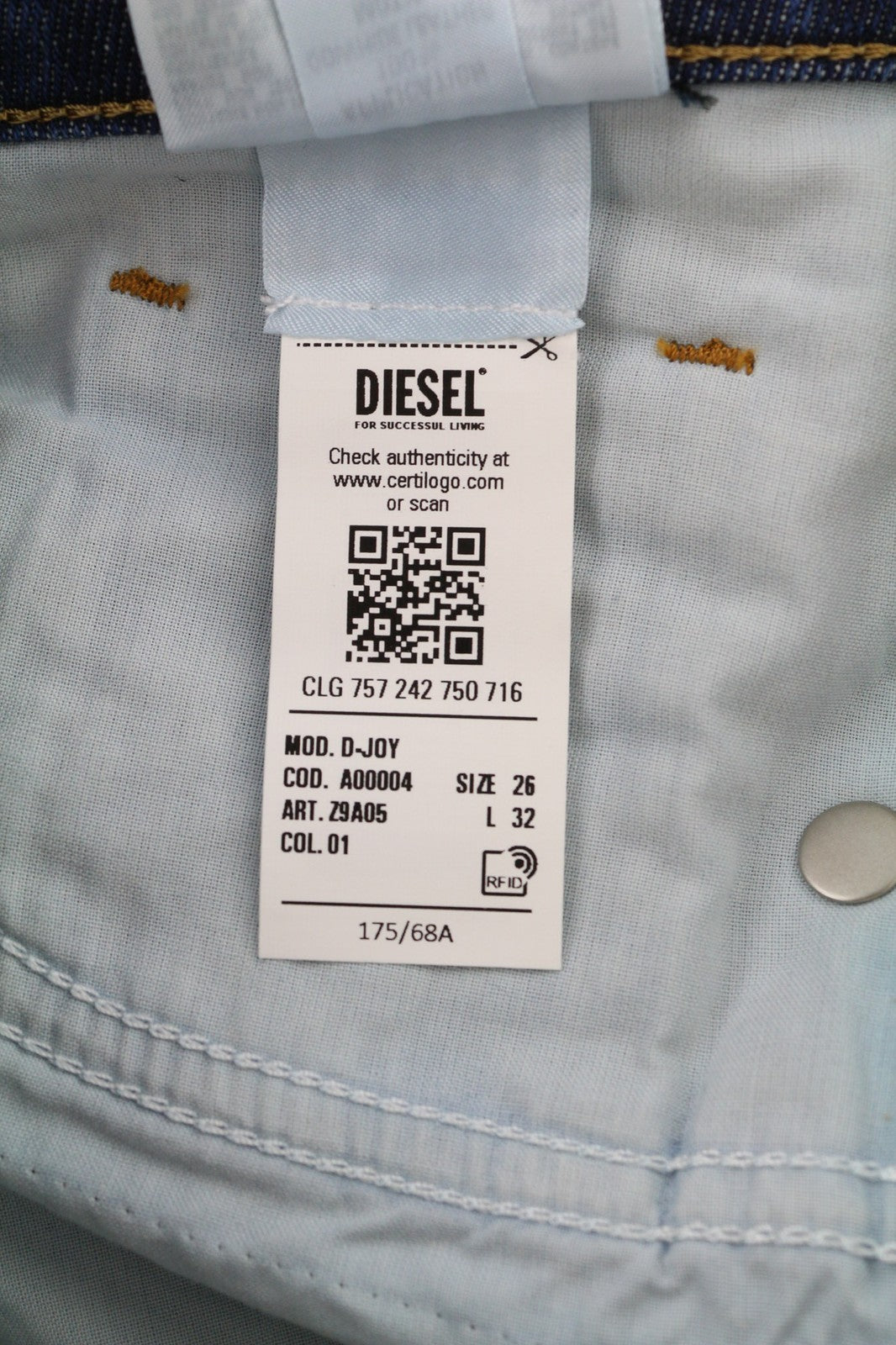 DIESEL D-Joy Z9A05 Womens Jeans W26/L32 Blue Washed Slim Regular Waist Stretch