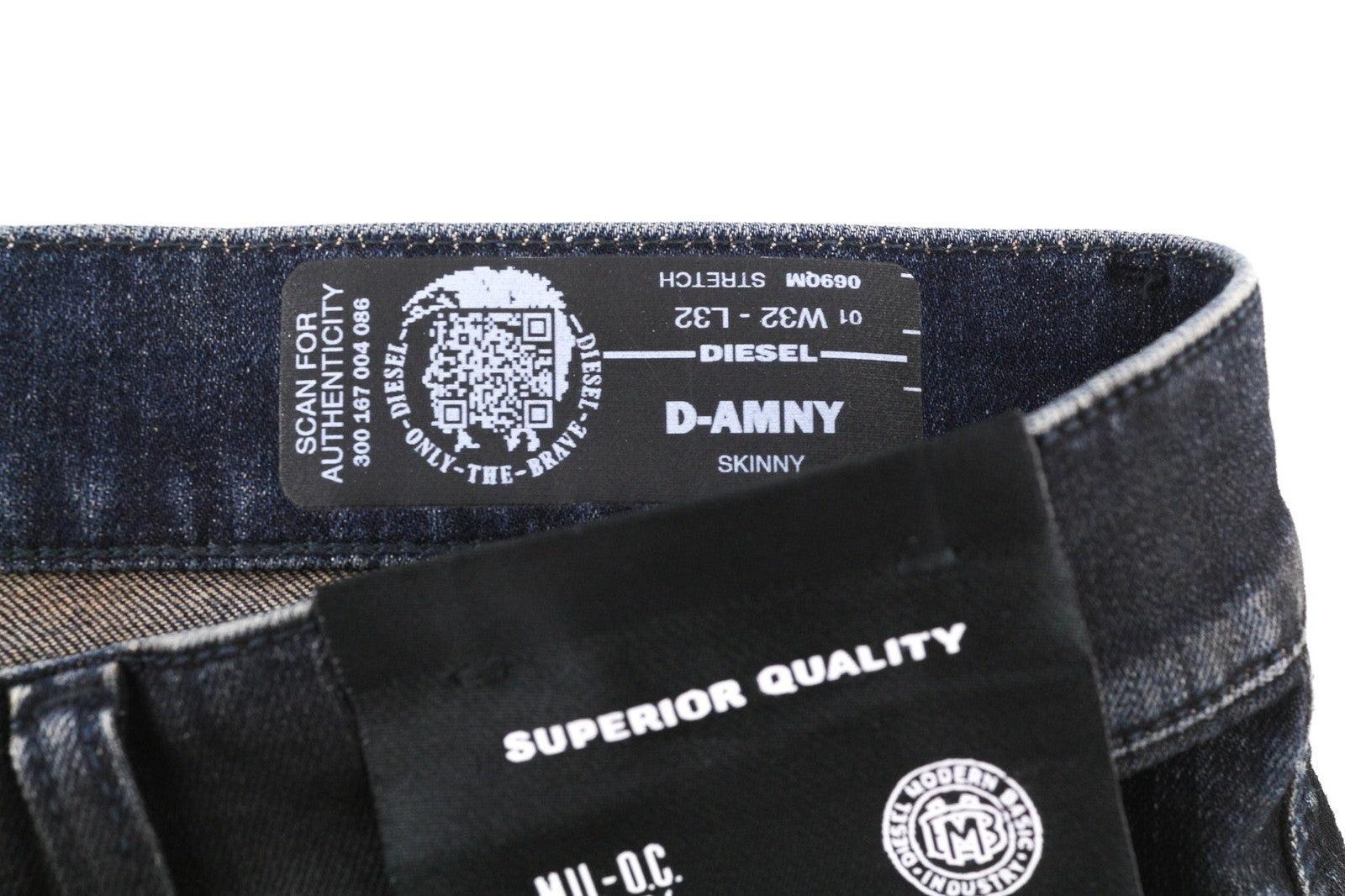 DIESEL D-Amny 069QM vyriški džinsai W32/L32 tamsiai skalbti aptempti tamprūs užtrauktukai 