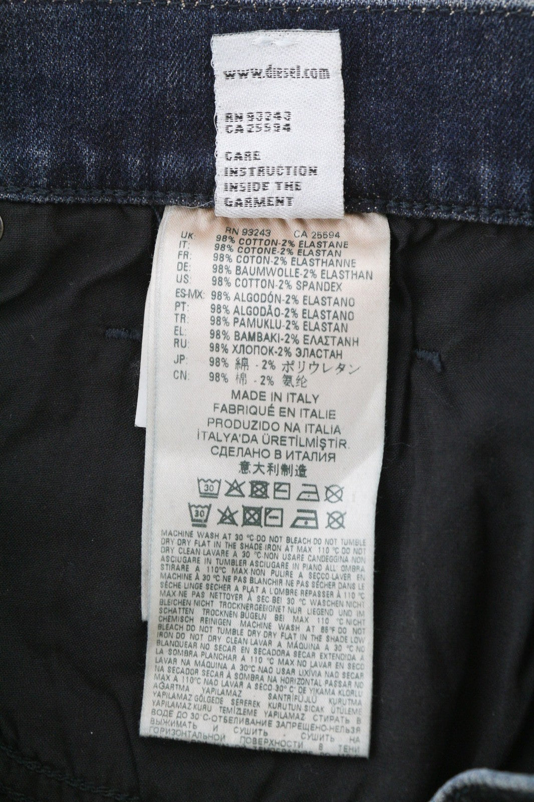 DIESEL D-Amny 069QM vyriški džinsai W32/L32 tamsiai skalbti aptempti tamprūs užtrauktukai 