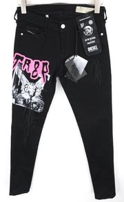 DIESEL Slandy-SP5 069KX W29/L32 Women Jeans Stretch Super Skinny Zipped Black