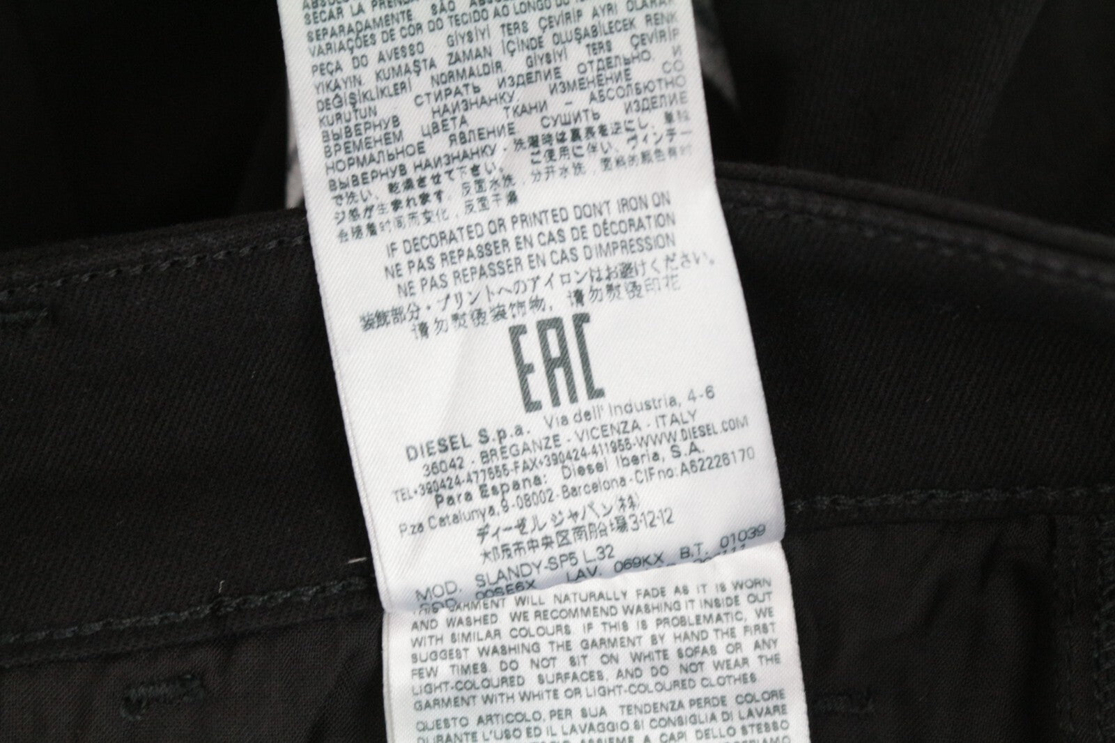 DIESEL Slandy-SP5 069KX W29/L32 Women Jeans Stretch Super Skinny Zipped Black