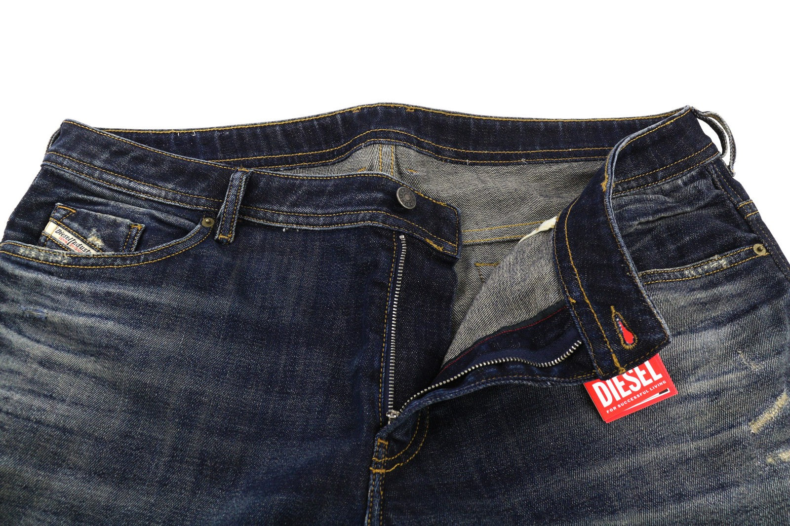 DIESEL Thommer-X 0096U Mens Jeans W40/L32 Dark Blue Washed Distress Slim