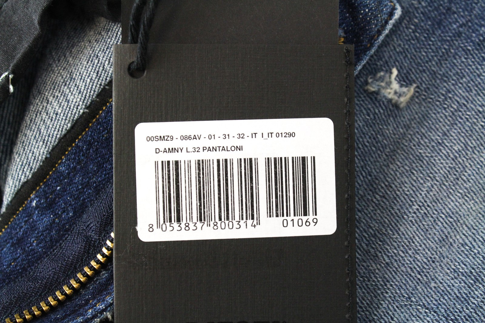 DIESEL D-Amny 086AV W31/L32 vyriški tamprūs džinsai su užtrauktuku, aptempti, dirbtinai sendinti 