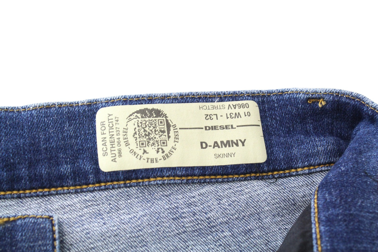 DIESEL D-Amny 086AV W31/L32 vyriški tamprūs džinsai su užtrauktuku, aptempti, dirbtinai sendinti 