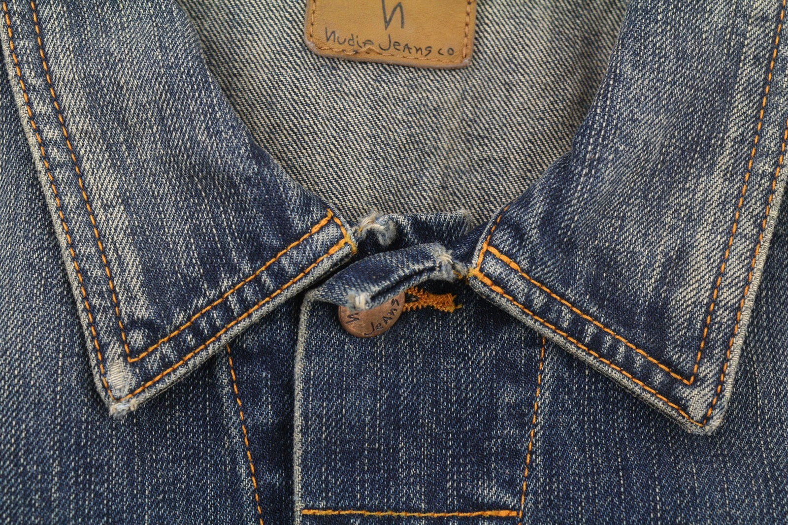 NUDIE Billy Dark Authentic vyriška striukė M, mėlyna, be pamušalo, platėjančios kaklo dalies, įprasto dydžio 