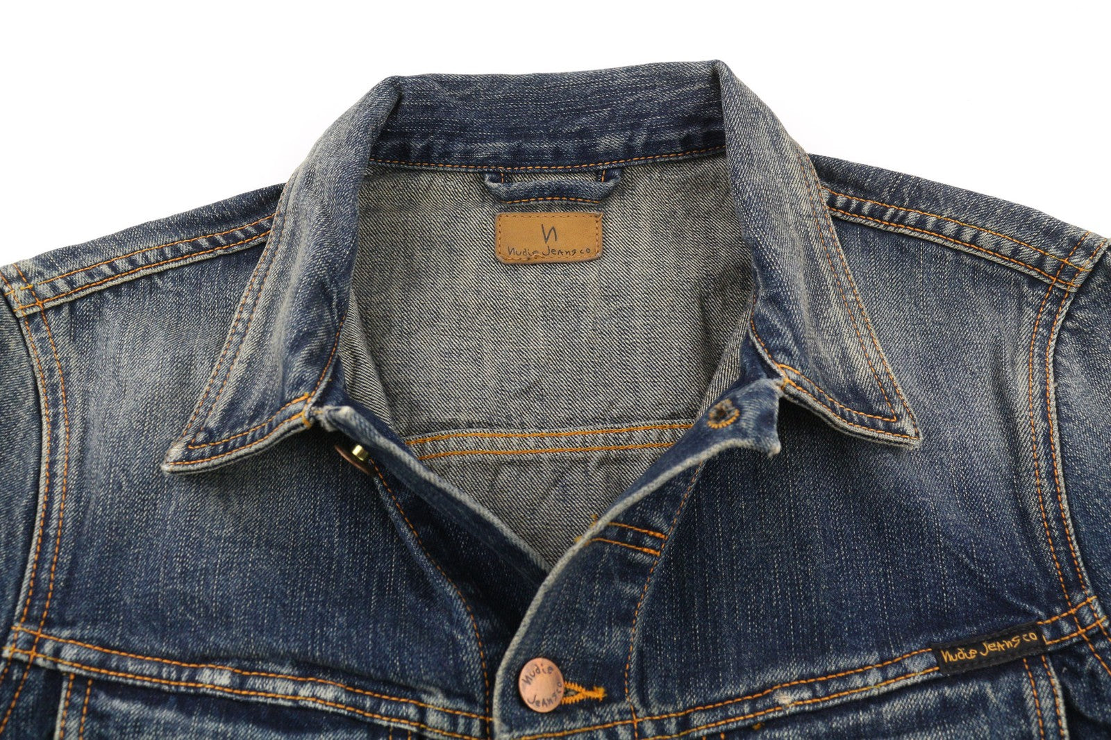 NUDIE Billy Dark Authentic vyriška striukė M, mėlyna, be pamušalo, platėjančios kaklo dalies, įprasto dydžio 