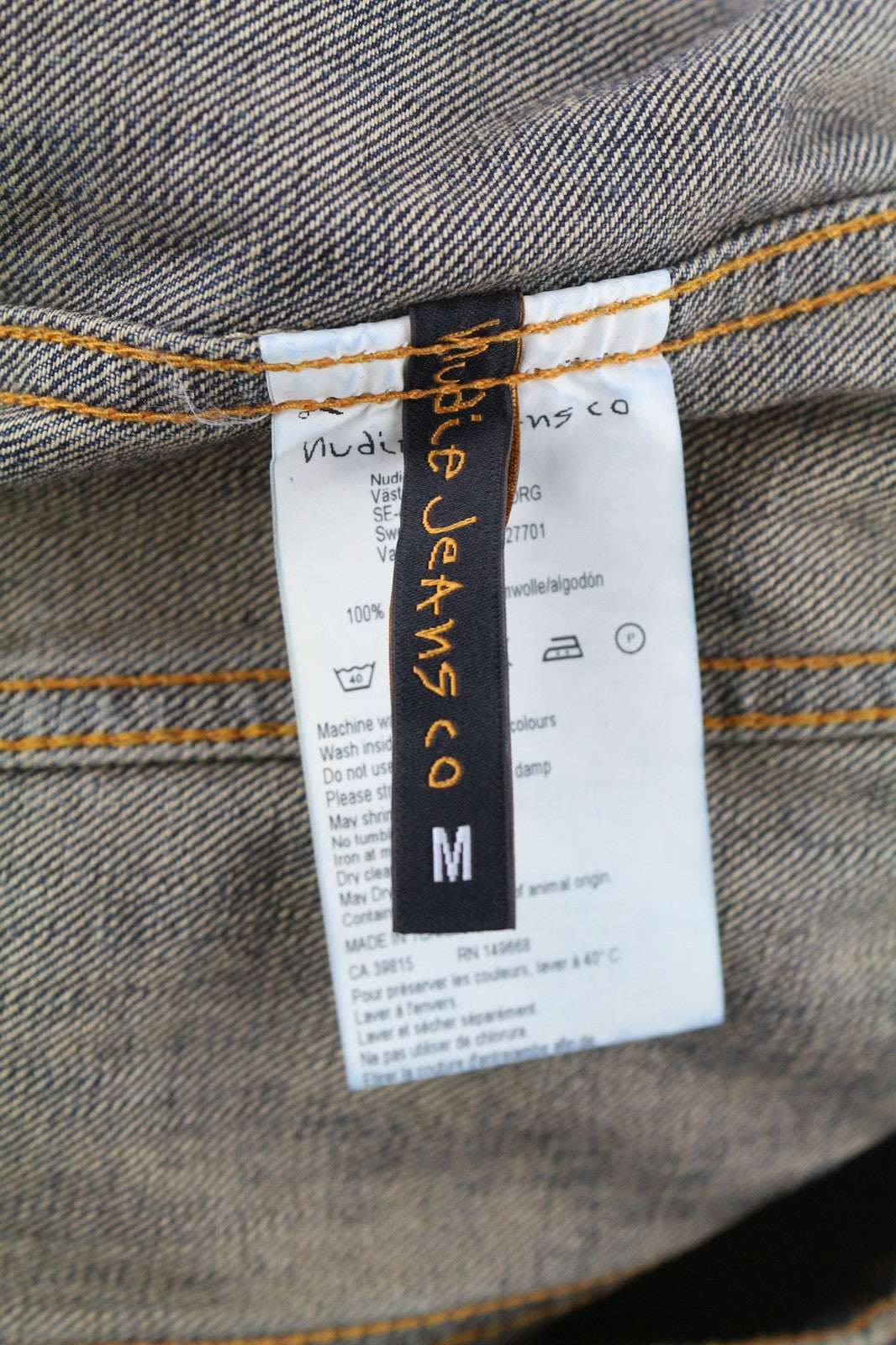 NUDIE Billy Dark Authentic vyriška striukė M, mėlyna, be pamušalo, platėjančios kaklo dalies, įprasto dydžio 