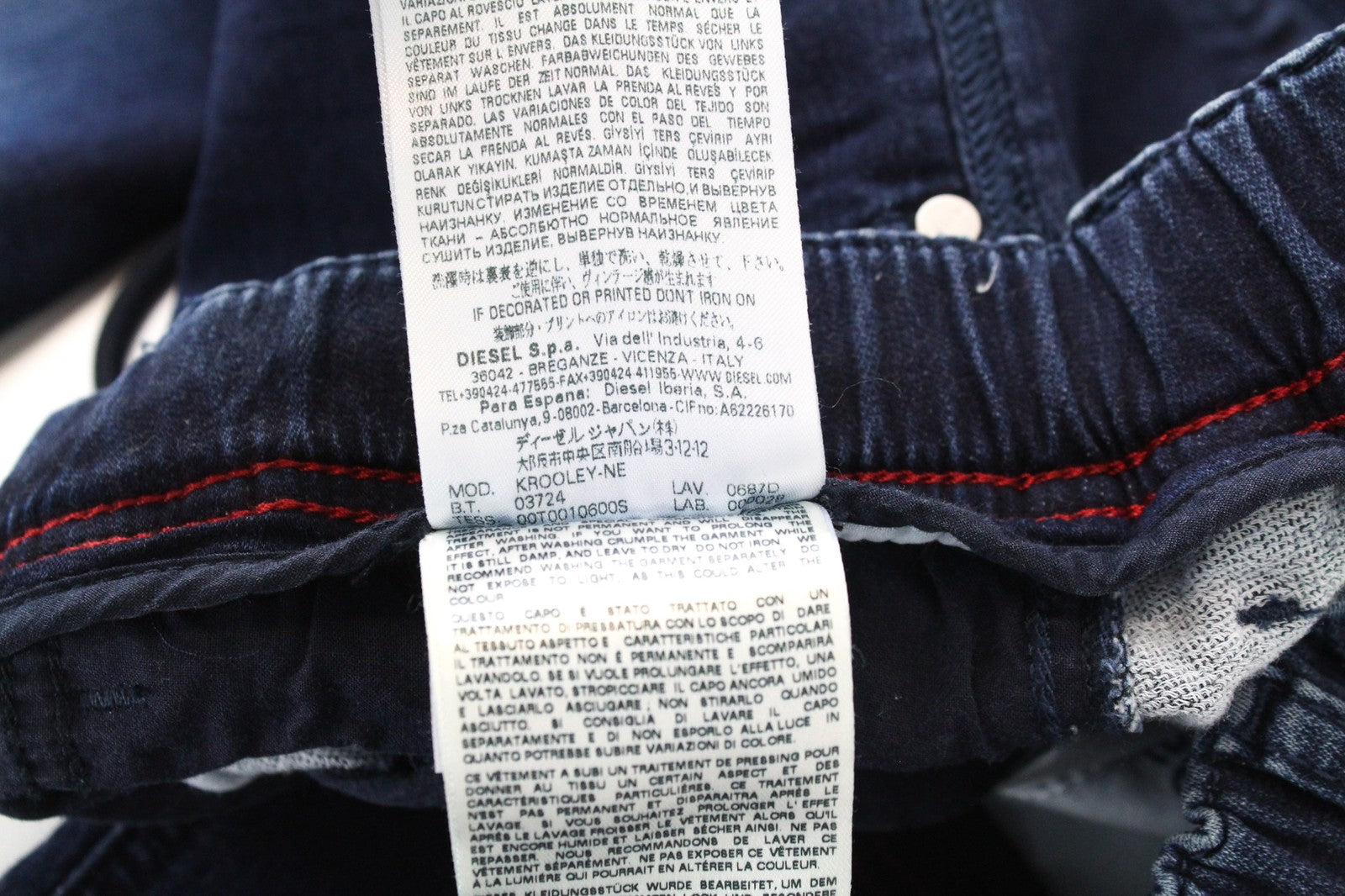 DIESEL Krooley-NE 0687D W28 Men Jeans Sweat Jogg Tapered Contrasting Blue Fade