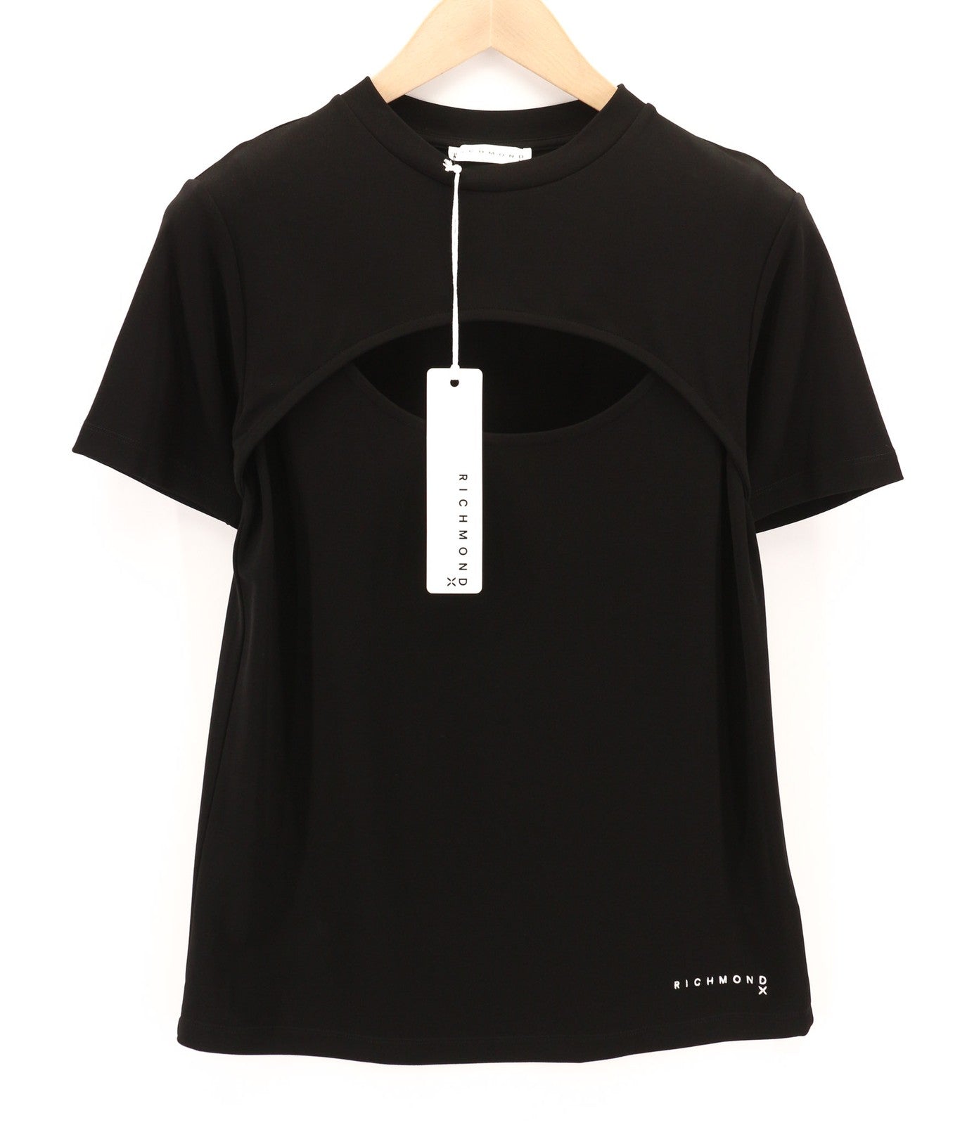 RICHMOND moteriški marškinėliai S juodi trumpomis rankovėmis, apvaliu raštu, visiems metų laikams 