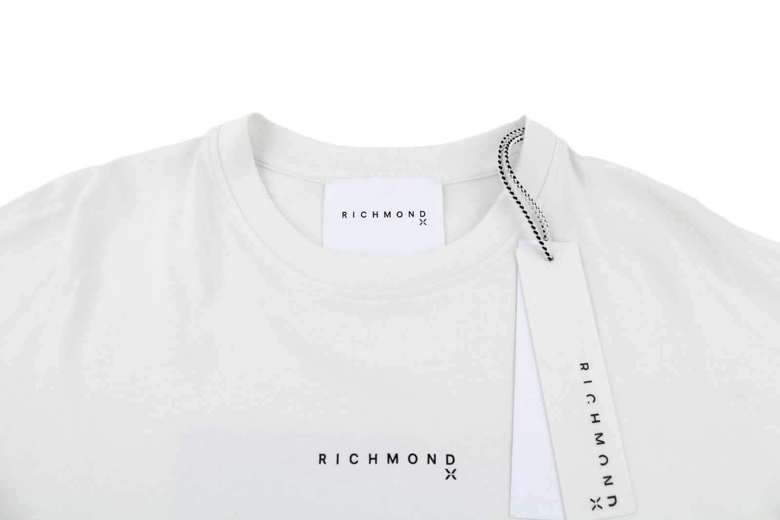 JOHN RICHMOND vyriški marškinėliai M balti laisvi dideli apvalūs marškinėliai trumpomis rankovėmis 