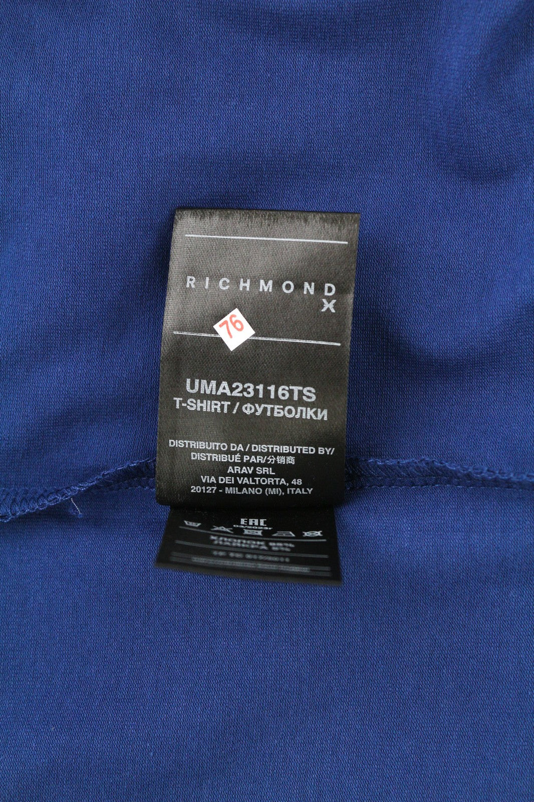 RICHMOND vyriški marškinėliai trumpomis rankovėmis, mėlyni, tamprūs, visiems metų laikams 