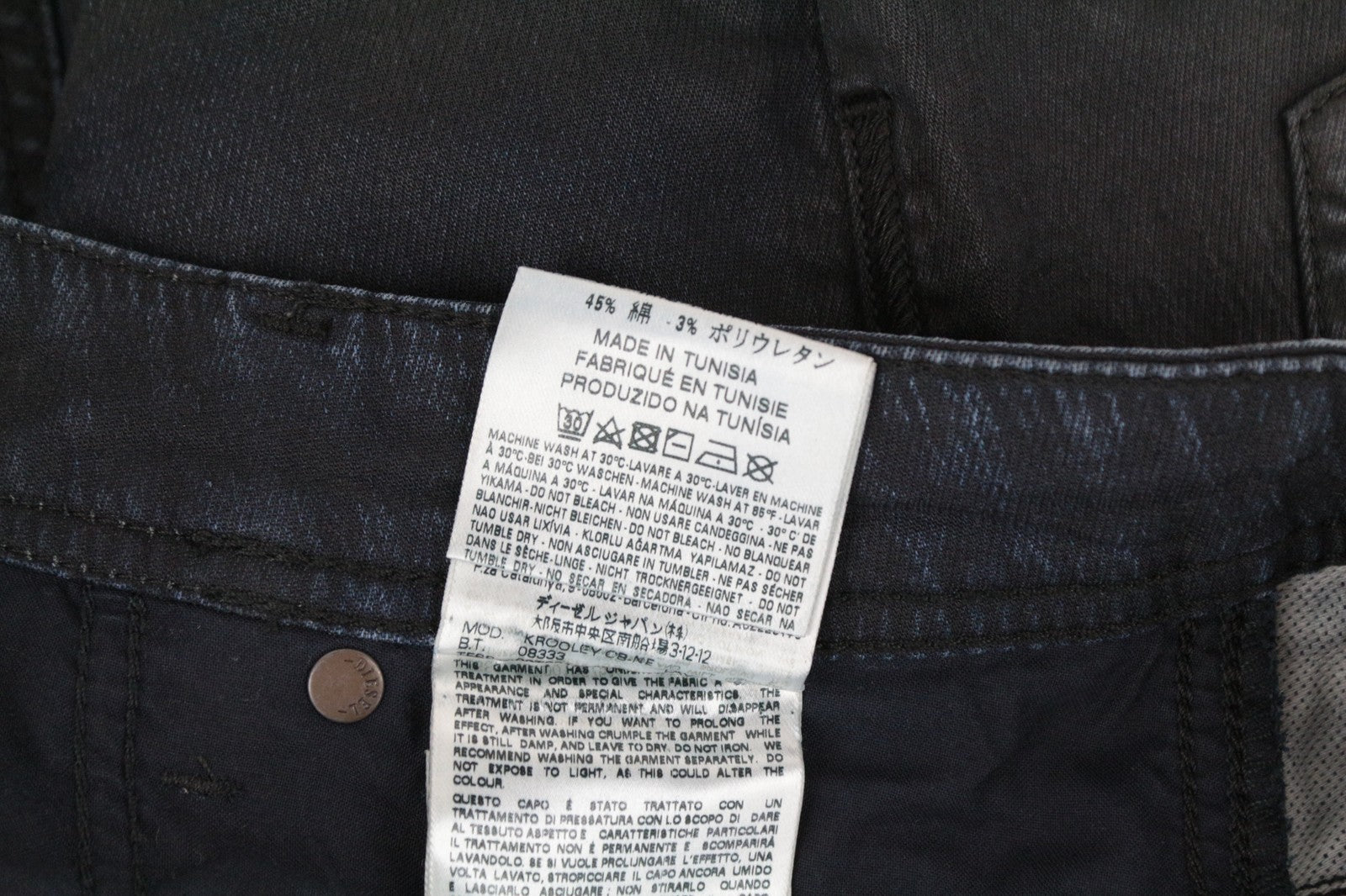 DIESEL Krooley-CB-NE 0680B W26 vyriški džinsai su gobtuvu, siaurėjantys, sportiniai, berniukams. 