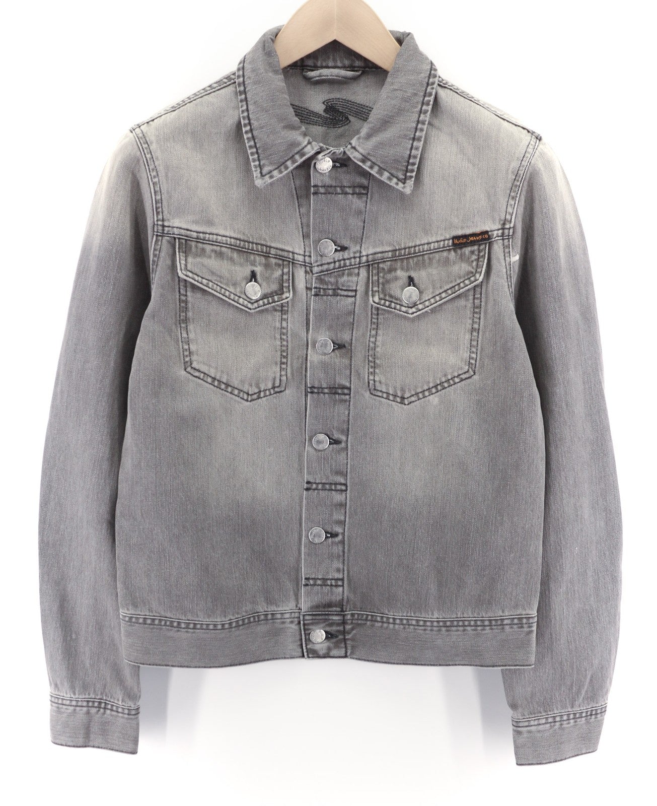 NUDIE Conny Org. Fog Mens Jacket S Button Closure Organic  Grey
