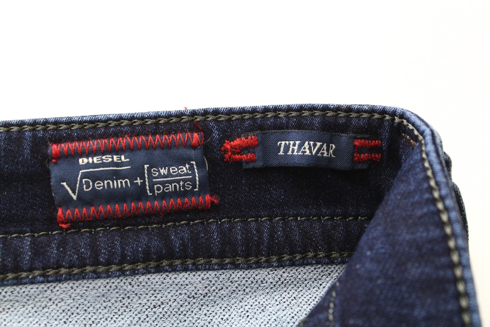 DIESEL Thavar-NE R060S W28 Men Jeans Sweat Jogg Blue Taper Distressed Aged Look