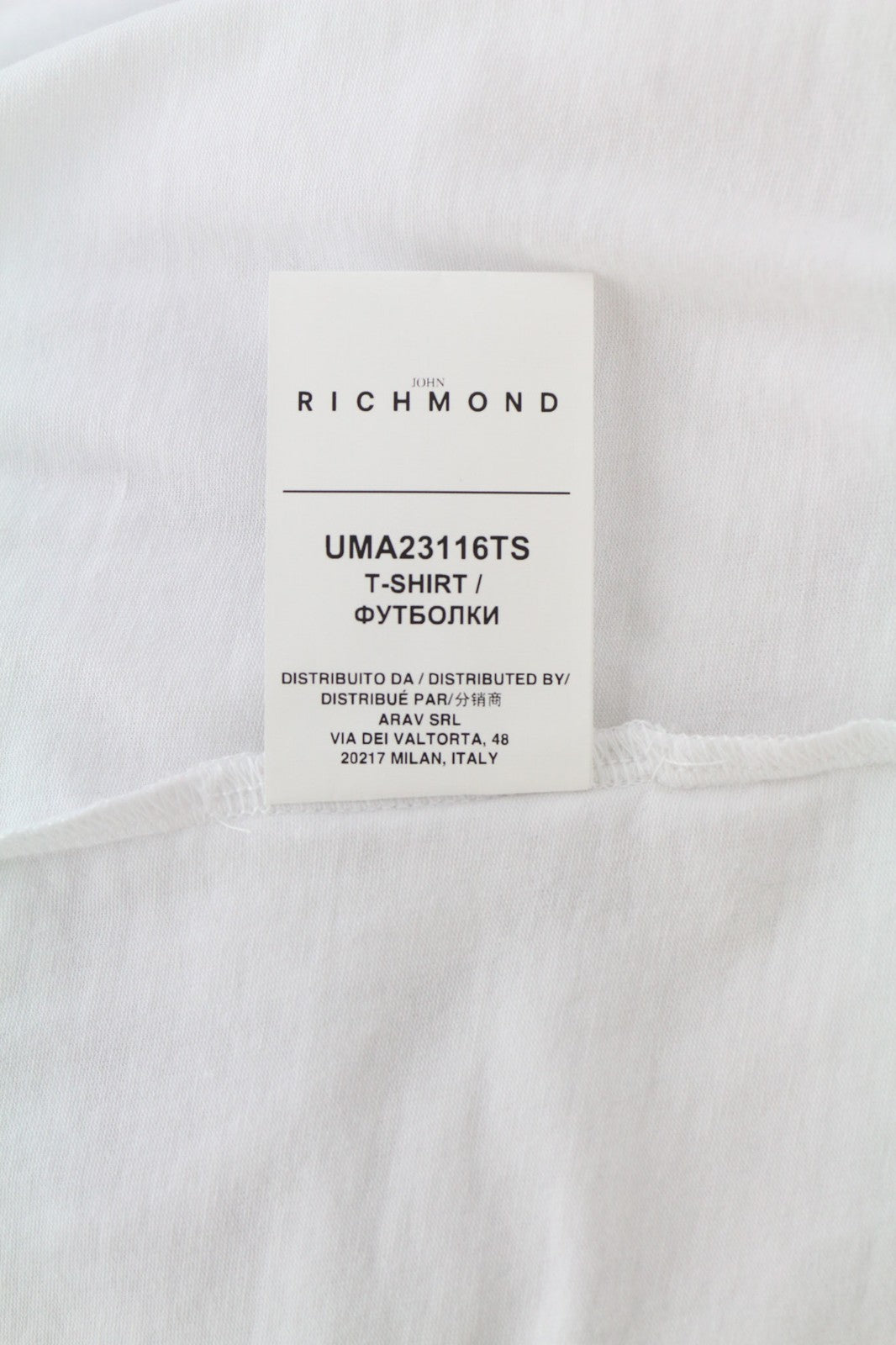 JOHN RICHMOND Mens T-Shirt M White Loose Crew Short Sleeve  All Seasons