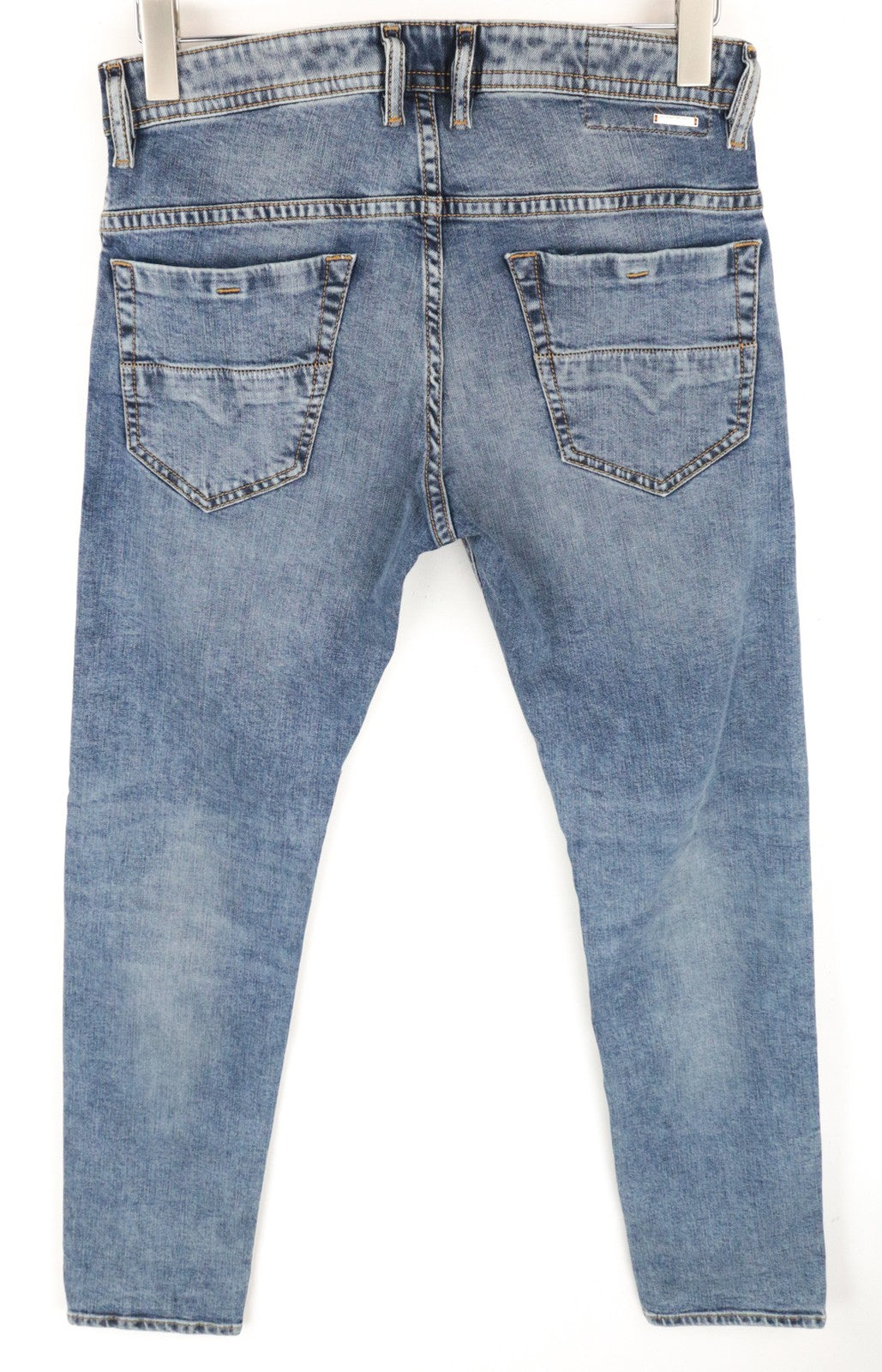 DIESEL Thommer 084UX W29/L30 vyriški džinsai su akmens spalvos raštu, ploni-aptempti, dėmėti, su užtrauktuku 