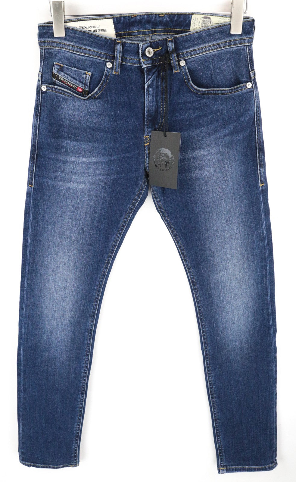 DIESEL Thommer 0870F W28/L32 vyriški džinsai su mėlyna užtrauktuku, išblukę, ploni, aptempti