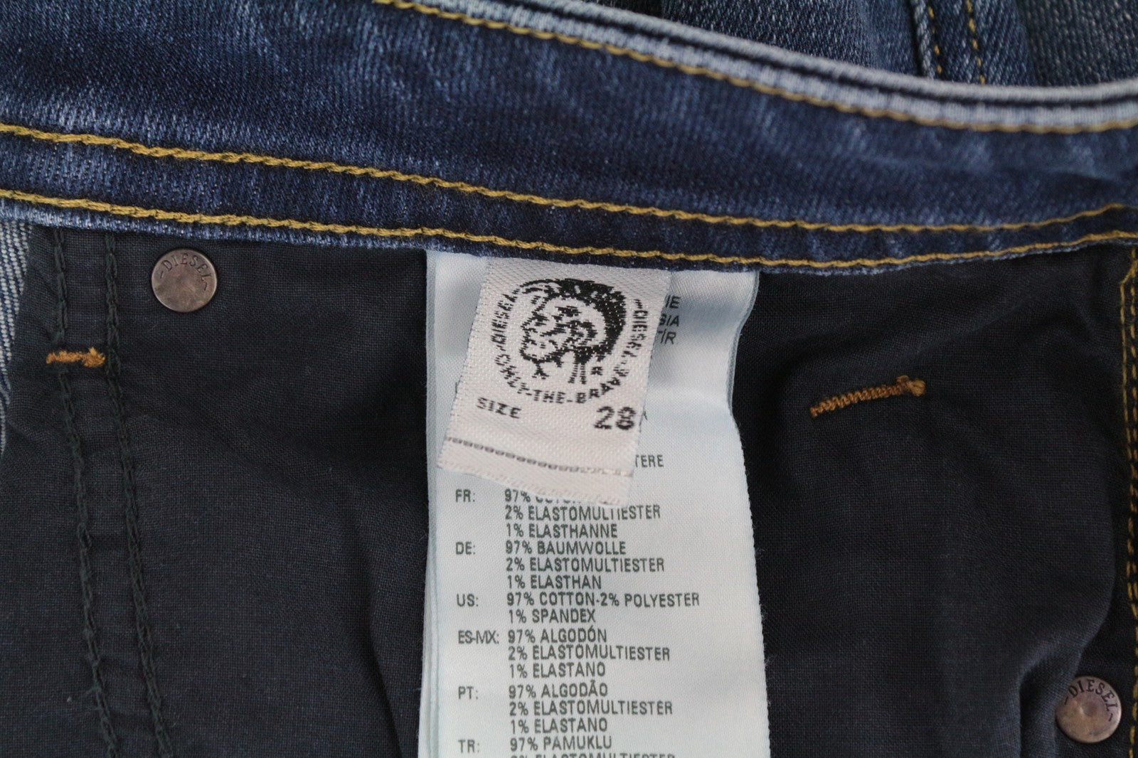 DIESEL Thommer 0870F W28/L32 vyriški džinsai su mėlyna užtrauktuku, išblukę, ploni, aptempti