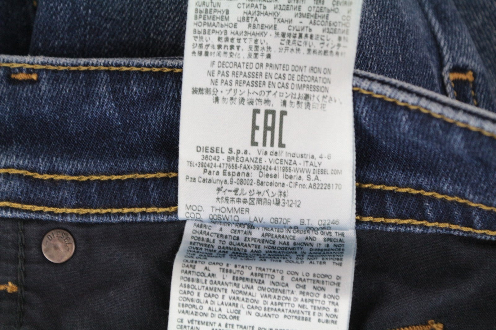 DIESEL Thommer 0870F W28/L32 vyriški džinsai su mėlyna užtrauktuku, išblukę, ploni, aptempti