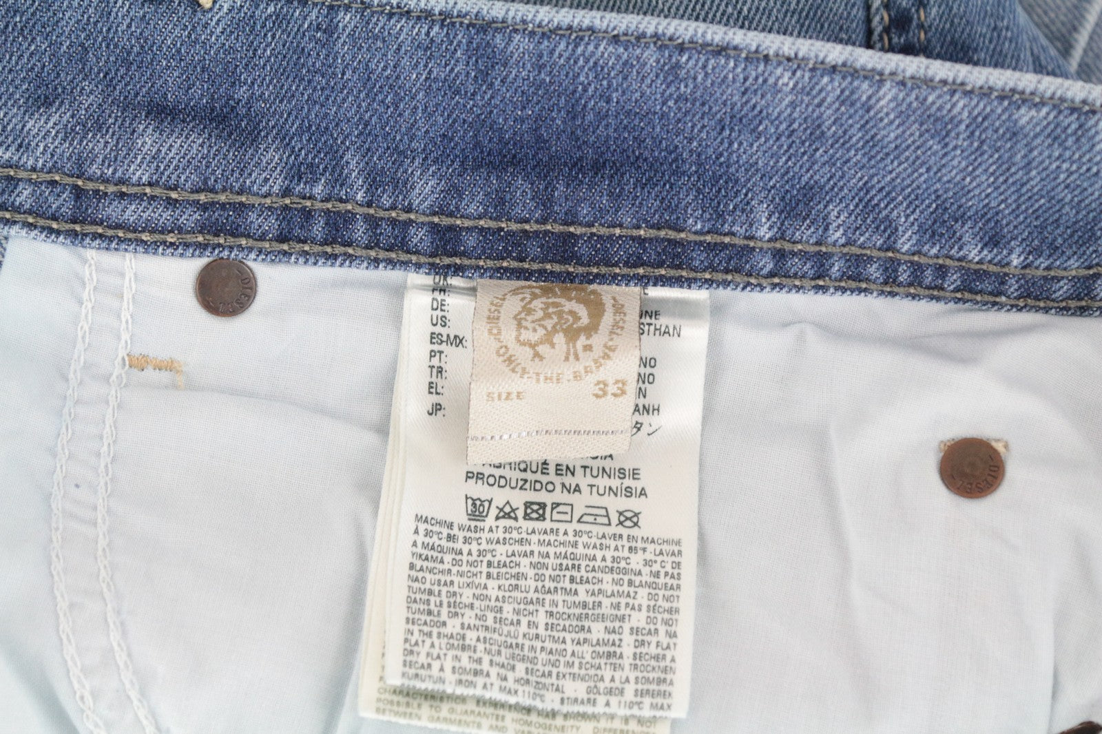 DIESEL Tepphar 0842H W33/L32 vyriški džinsai Slim Carrot Whiskered Washed Out Blue 