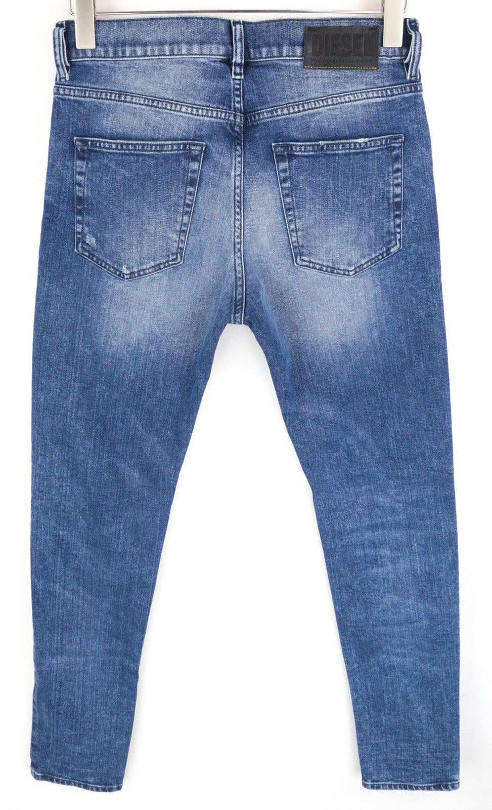 DIESEL D-Strukt 081AQ W29/L32 vyriški džinsai su siaurėjančia tekstūra, plėšytais užtrauktuku 