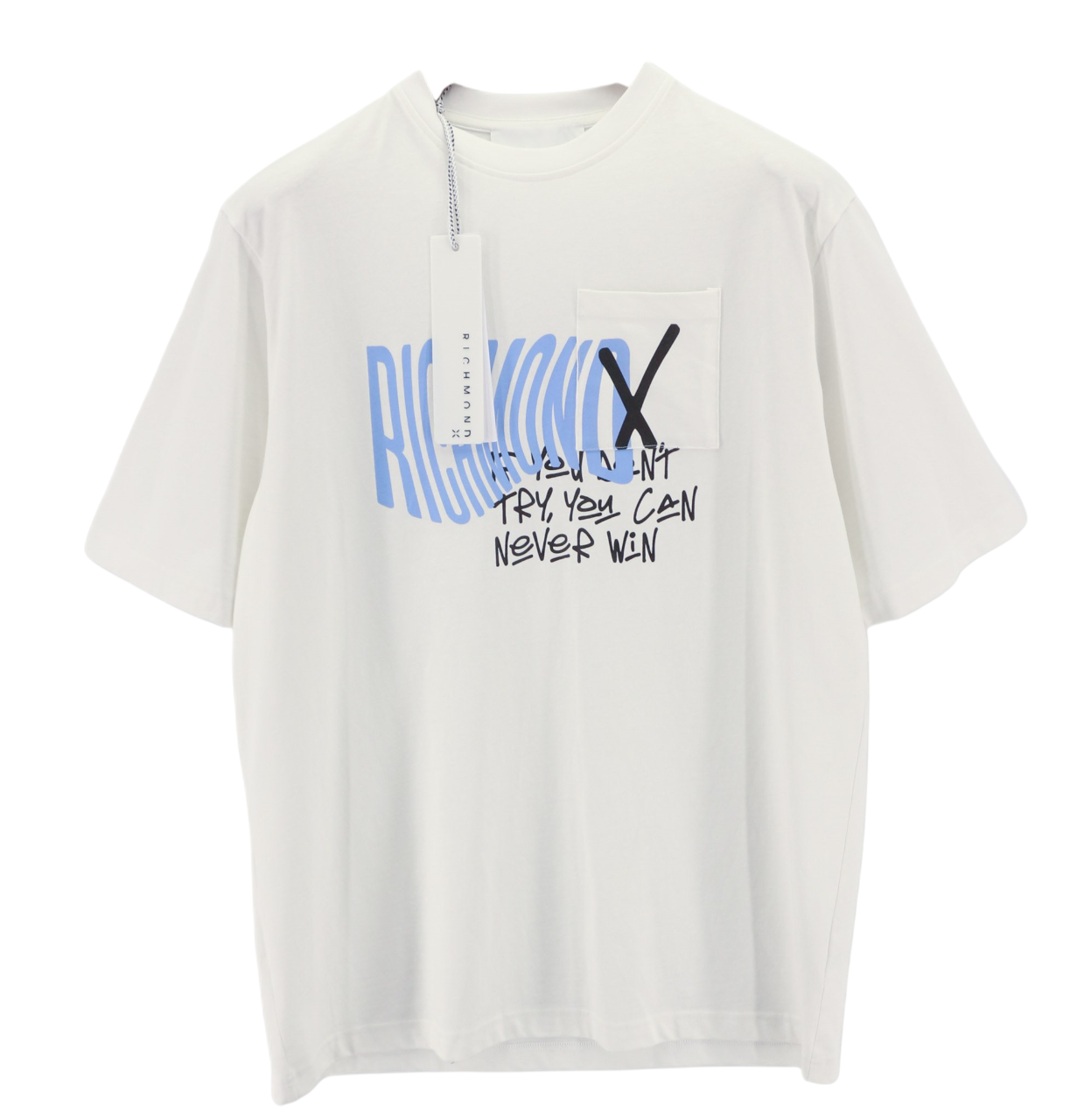 JOHN RICHMOND Mens T-Shirt M White Crew Short Sleeve  Print All Seasons