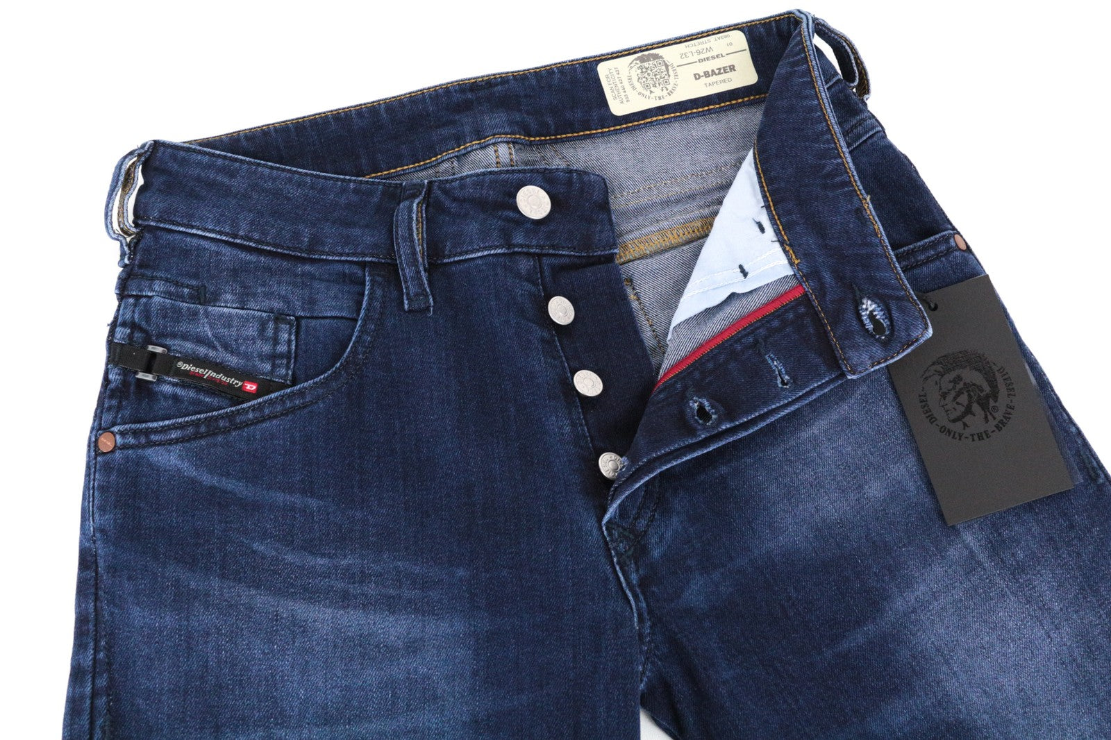 DIESEL D-Blazer 083AT W26/L32 vyriški džinsai, siaurėjantys klešnės, mėlyni, tamprūs medvilniniai džinsai 