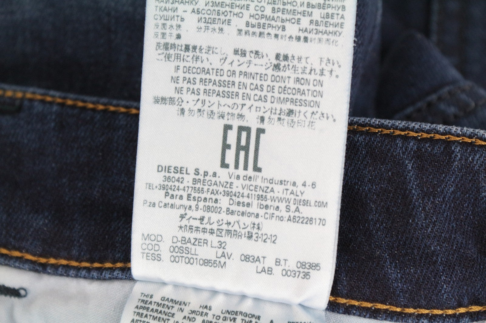 DIESEL D-Blazer 083AT W26/L32 vyriški džinsai, siaurėjantys klešnės, mėlyni, tamprūs medvilniniai džinsai 