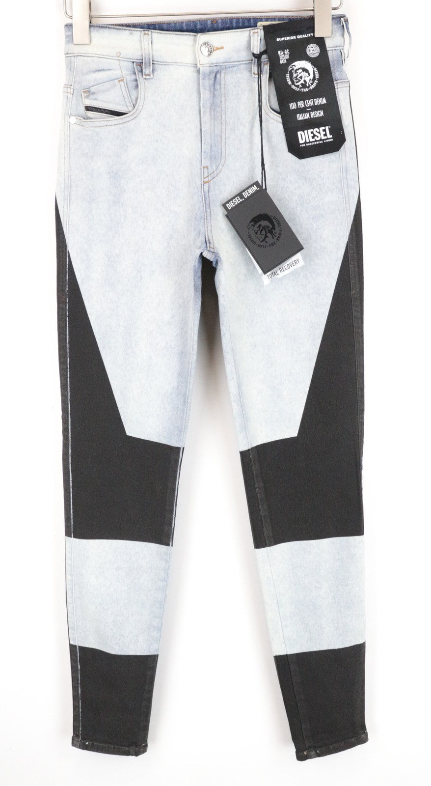 DIESEL Slandy-High-SP 0890M W27/L32 moteriški itin aptempti džinsai, skalbtos mėlynos spalvos, tamprūs 