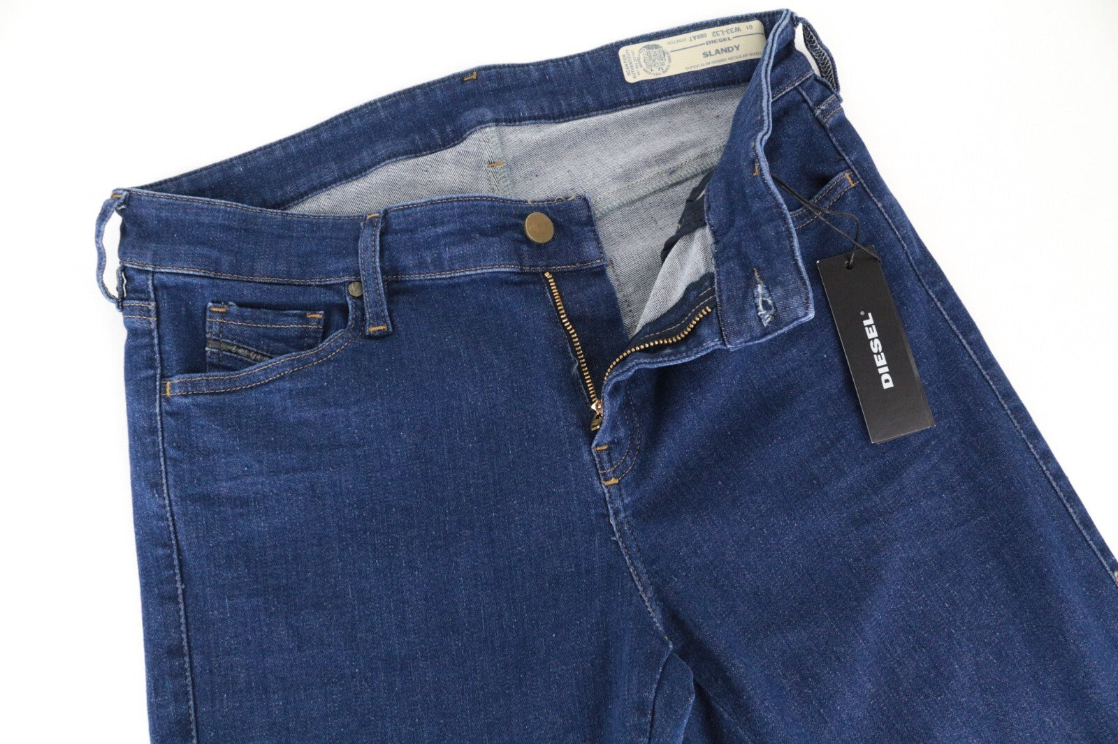 DIESEL Slandy 088AT W34/L32 moteriški džinsai vidutinio mėlynumo „Distress Super Slim Skinny“ 