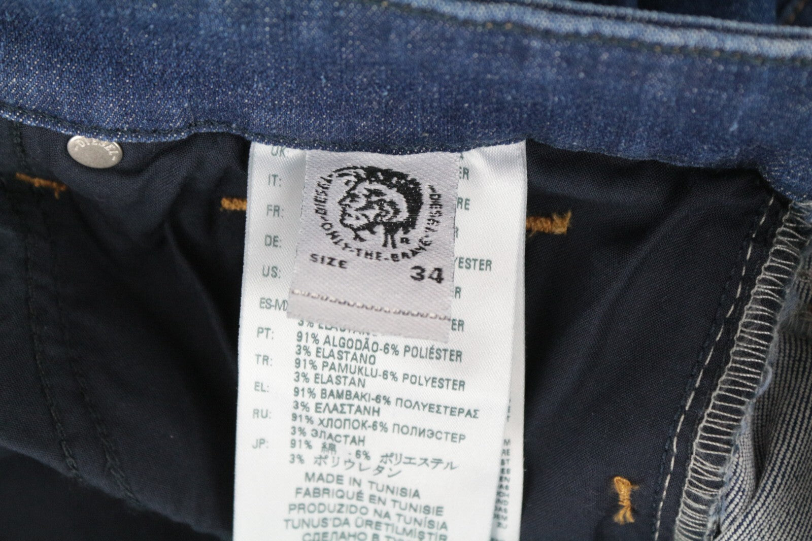 DIESEL Slandy 088AT W34/L32 moteriški džinsai vidutinio mėlynumo „Distress Super Slim Skinny“ 