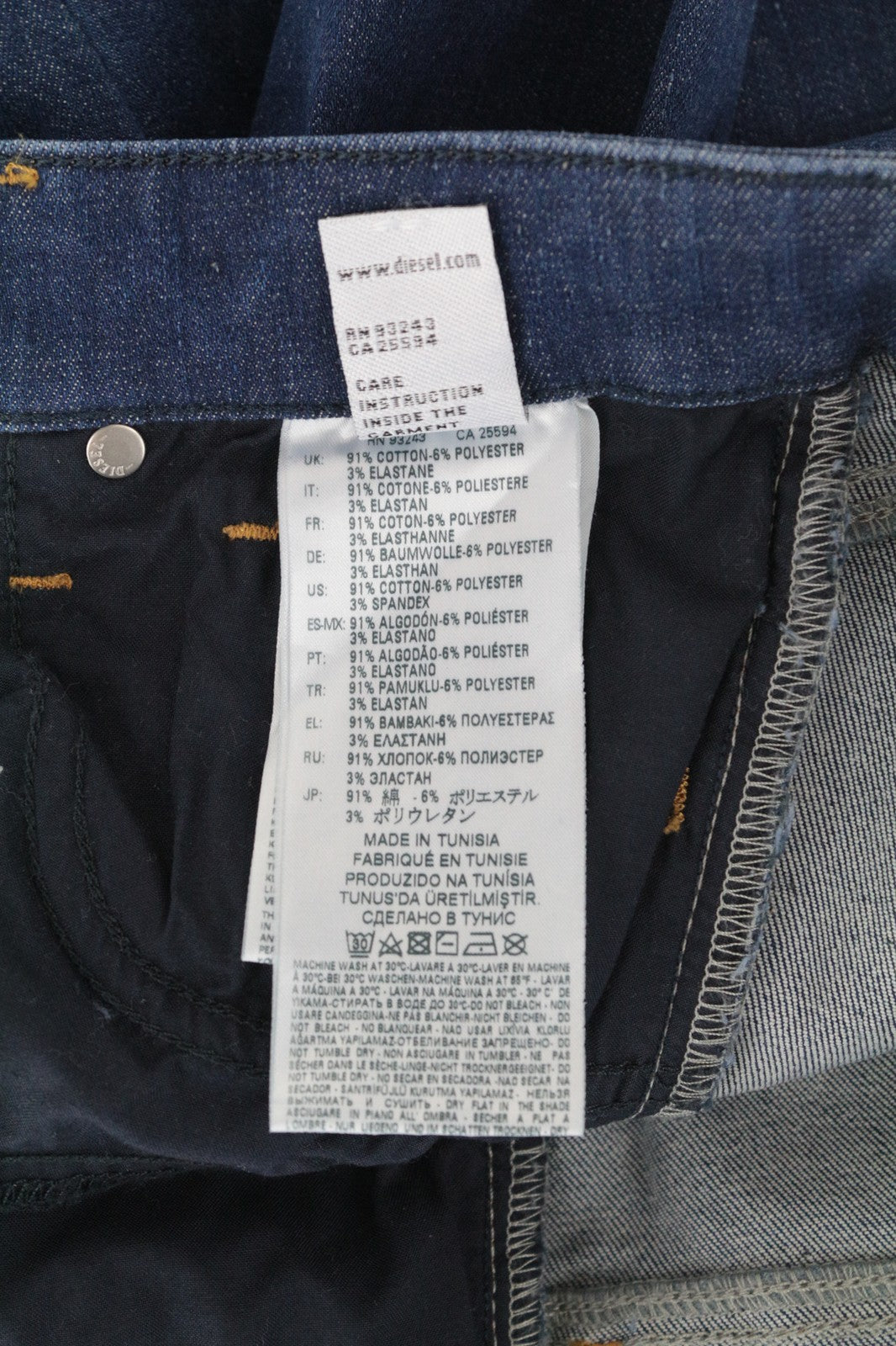 DIESEL Slandy 088AT W28/L32 moteriški itin ploni, tamprūs, mėlyni džinsai su aplikacija. 