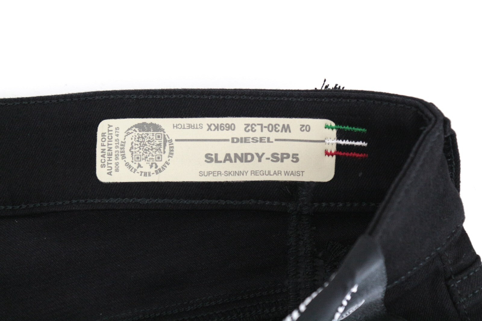 DIESEL Slandy-SP5 069KX W30/L32 moteriški džinsai su užtrauktuku, itin aptempti, tamprūs, juodi 