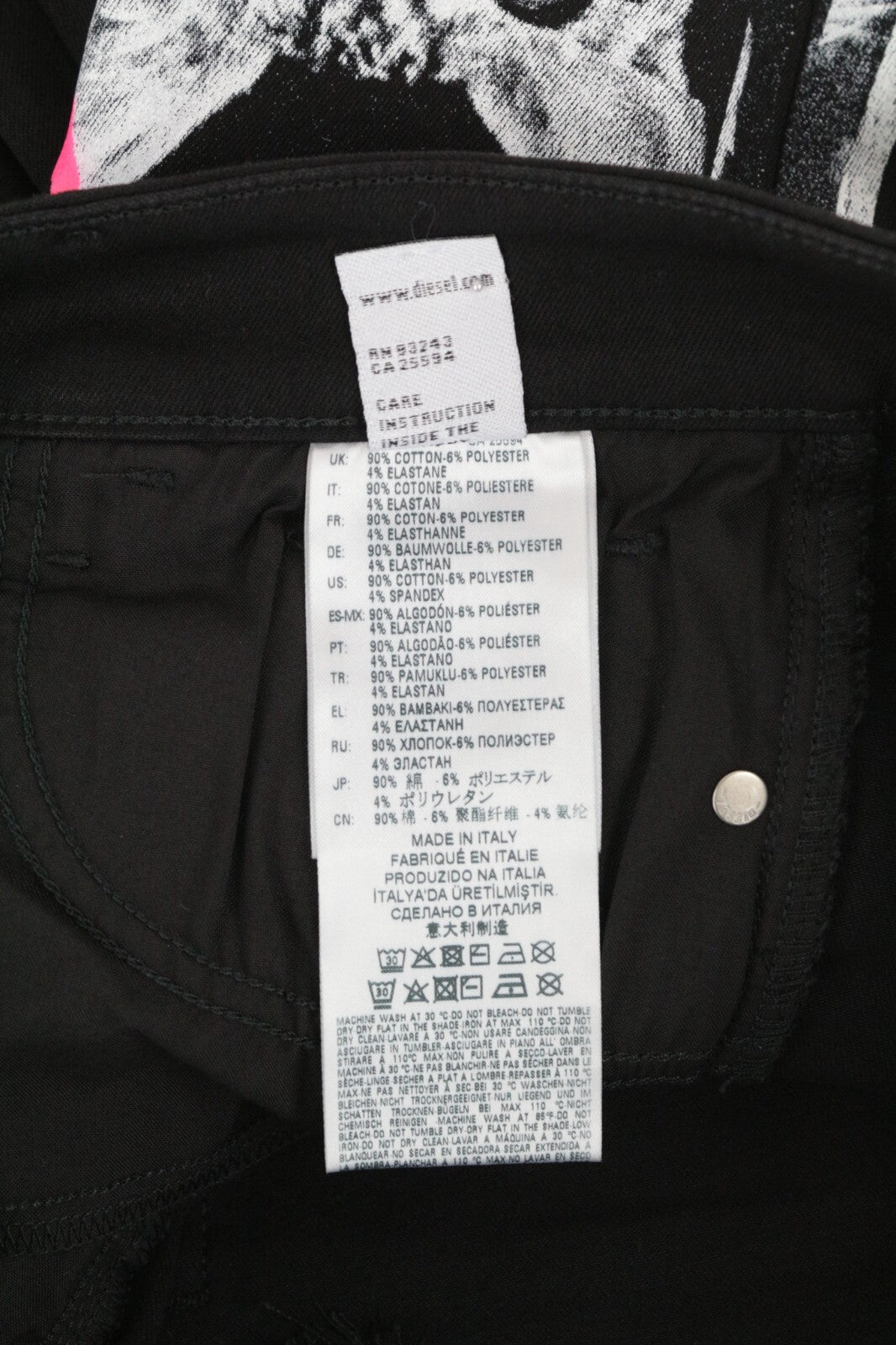 DIESEL Slandy-SP5 069KX W30/L32 moteriški džinsai su užtrauktuku, itin aptempti, tamprūs, juodi 