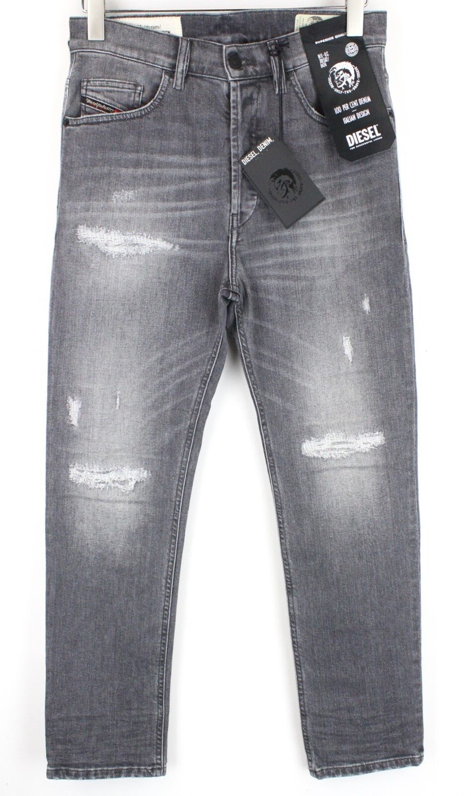 DIESEL D-Eetar 0890F W29/L30 vyriški džinsai siaurėjančio kirpimo, su nudėvėta blukinta pilka, tampri medžiaga 