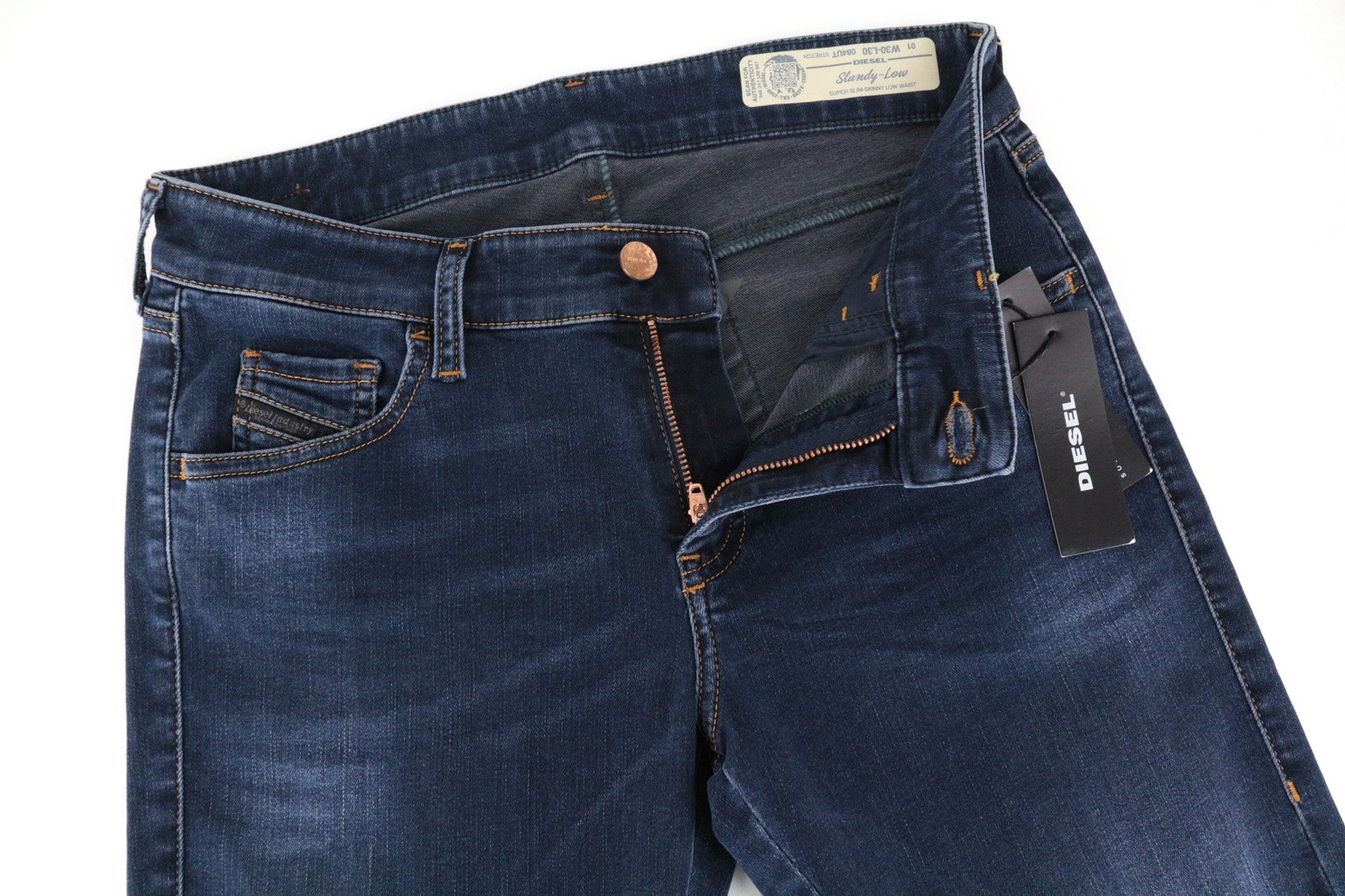 DIESEL Slandy-Low 084UT W30/L30 Women Jeans Stretchy Dark Blue Super Slim Skinny