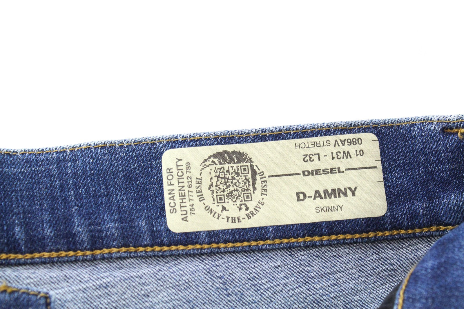 DIESEL D-Amny 086AV W31/L32 Men Jeans Stretch Zip-Fly Denim Skinny Distressed