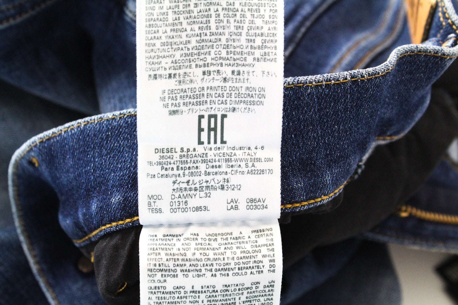 DIESEL D-Amny 086AV W31/L32 Men Jeans Stretch Zip-Fly Denim Skinny Distressed