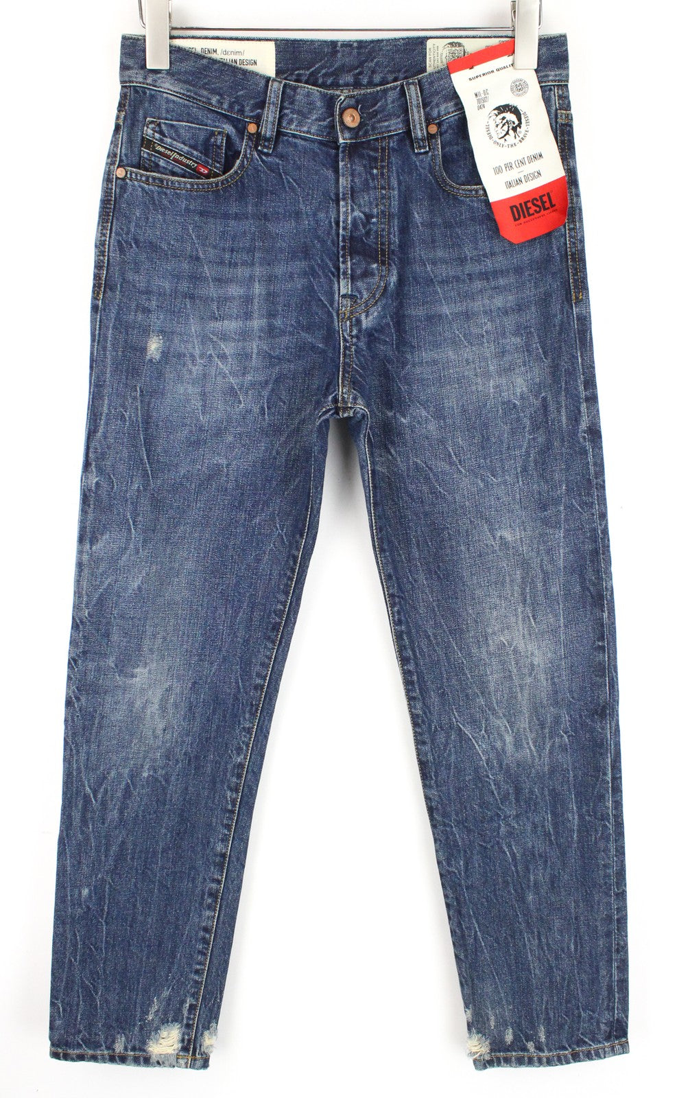 DIESEL Mharky 080AG W29/L30 vyriški džinsai Slim Skinny, dirbtinai mėlyni, akmens spalvos, plauti 