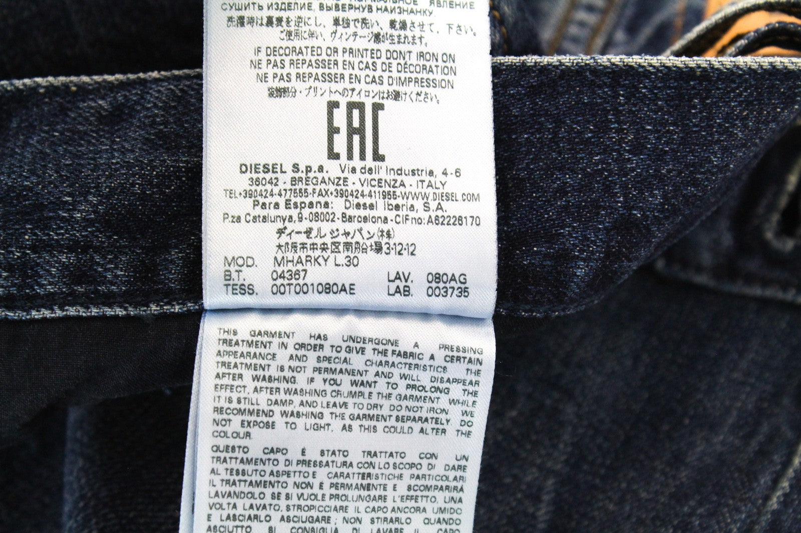 DIESEL Mharky 080AG W29/L30 vyriški džinsai Slim Skinny, dirbtinai mėlyni, akmens spalvos, plauti 