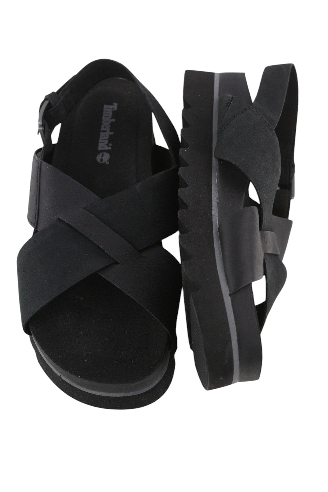 TIMBERLAND A23FE moteriškos basutės, 39 €, juodos, odinės, su platforma ir sagtimi. 