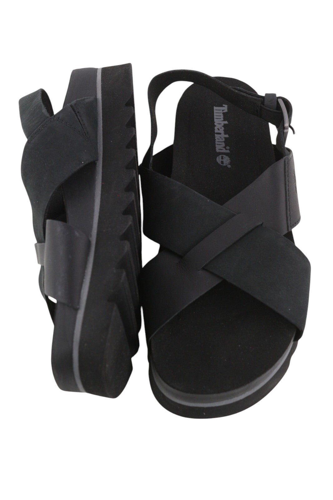 TIMBERLAND A23FE moteriškos basutės, 39 €, juodos, odinės, su platforma ir sagtimi. 