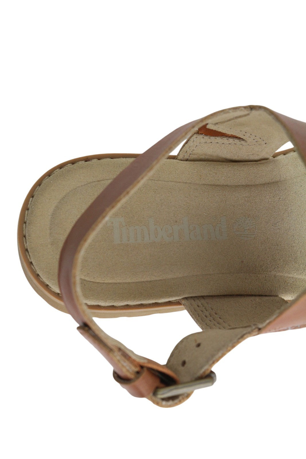 TIMBERLAND A23VZ moteriškos basutės, 36 dydžio, rudos, odinės, atviros nosies, be kulnų, laisvalaikio bateliai. 