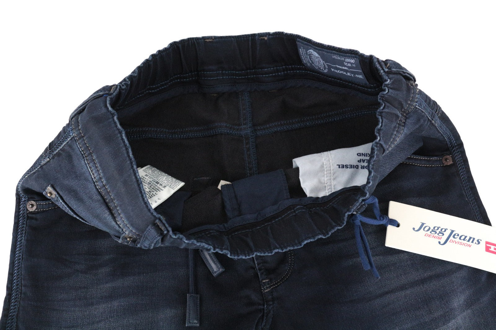 DIESEL Krooley-Ne 0686F W26 vyriški džinsai tamprūs berniukams mėlyni sportiniai Jogg siaurėjantys 