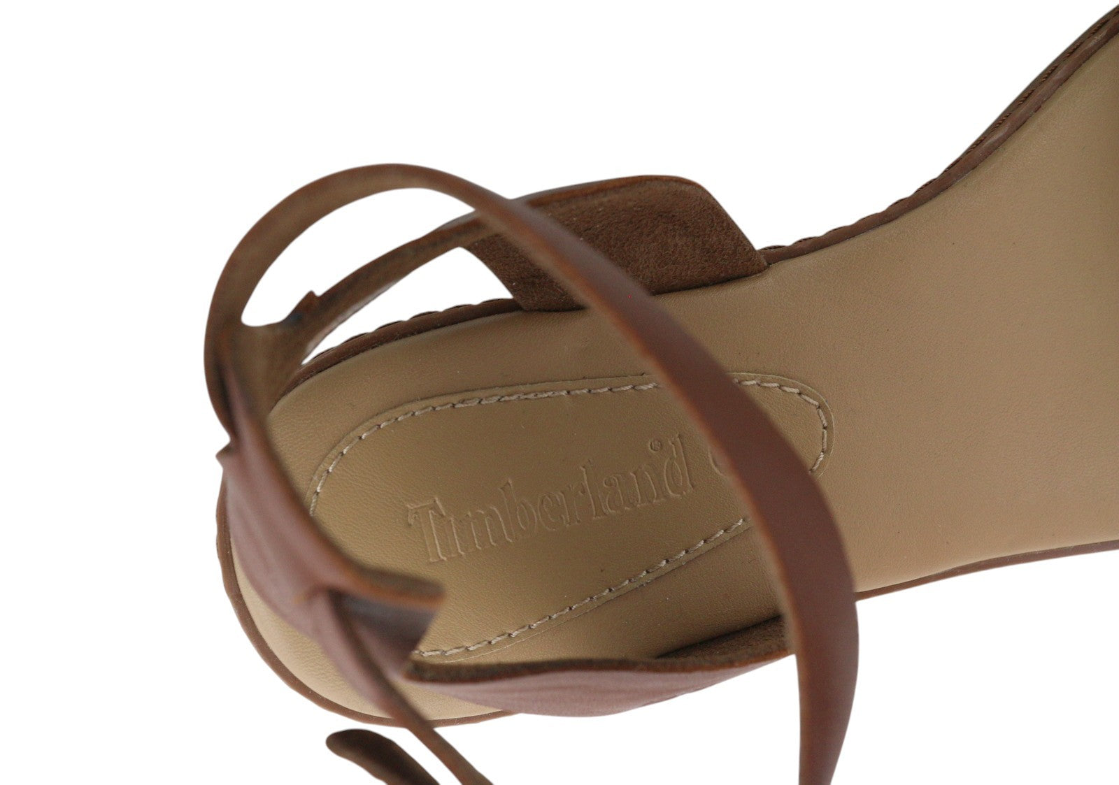 TIMBERLAND A1PCY Women Sandals EU38/38.5 Brown Leather Open Toe Flats Buckle