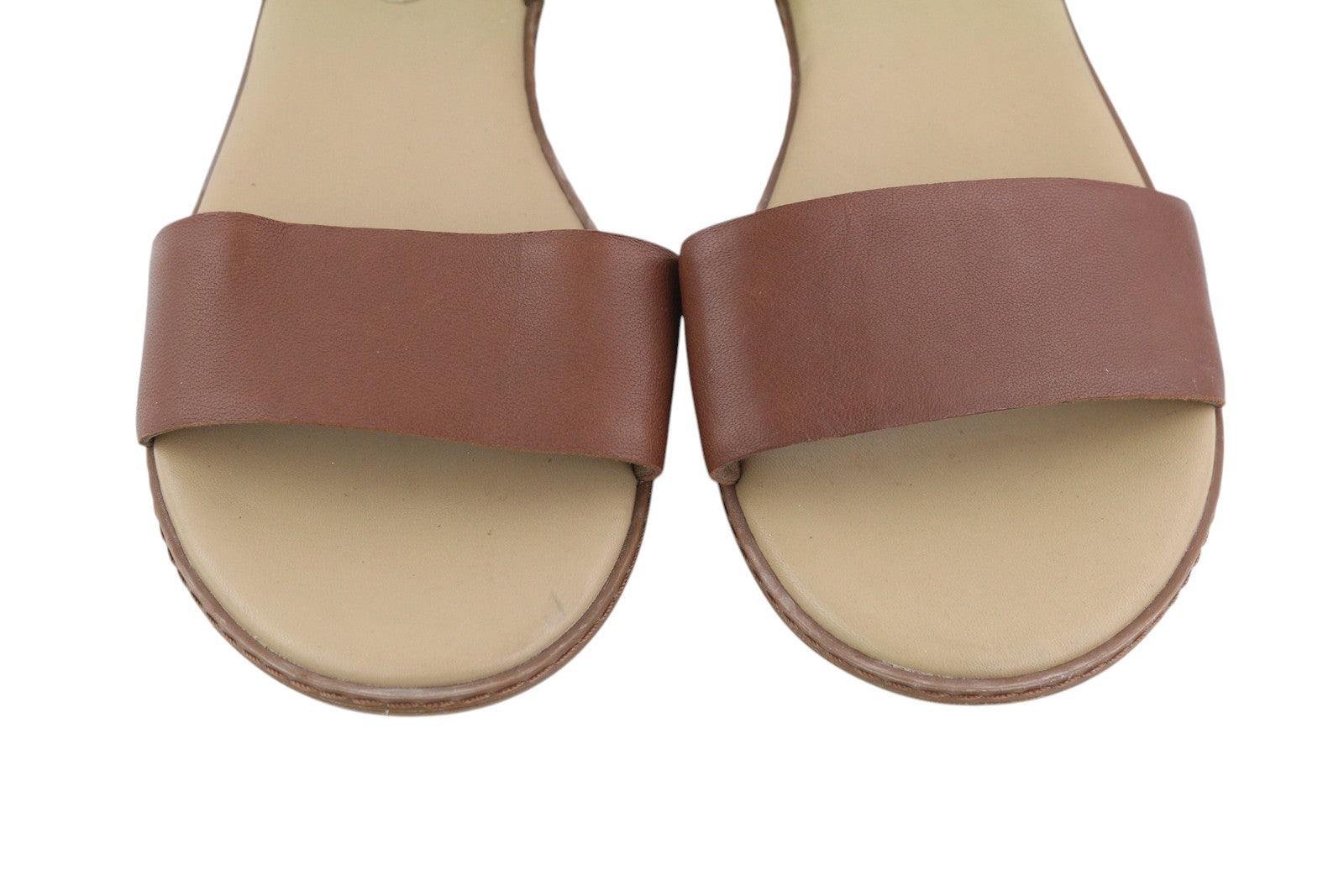 TIMBERLAND A1PCY Women Sandals EU38/38.5 Brown Leather Open Toe Flats Buckle