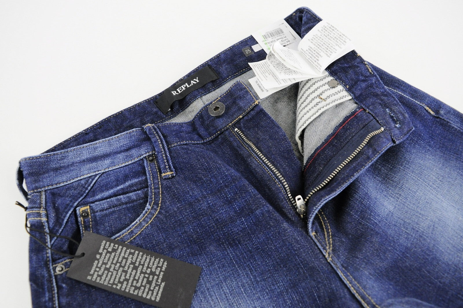 REPLAY Jacksy moteriški džinsai W25/L32 tiesūs skalbtos mėlynos spalvos 