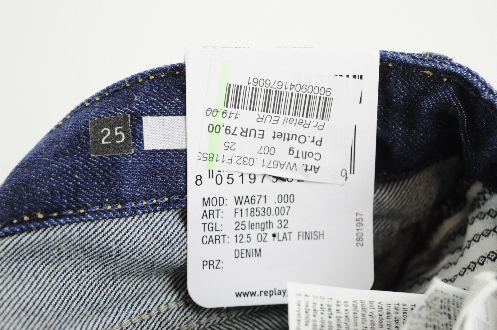 REPLAY Jacksy moteriški džinsai W25/L32 tiesūs skalbtos mėlynos spalvos 